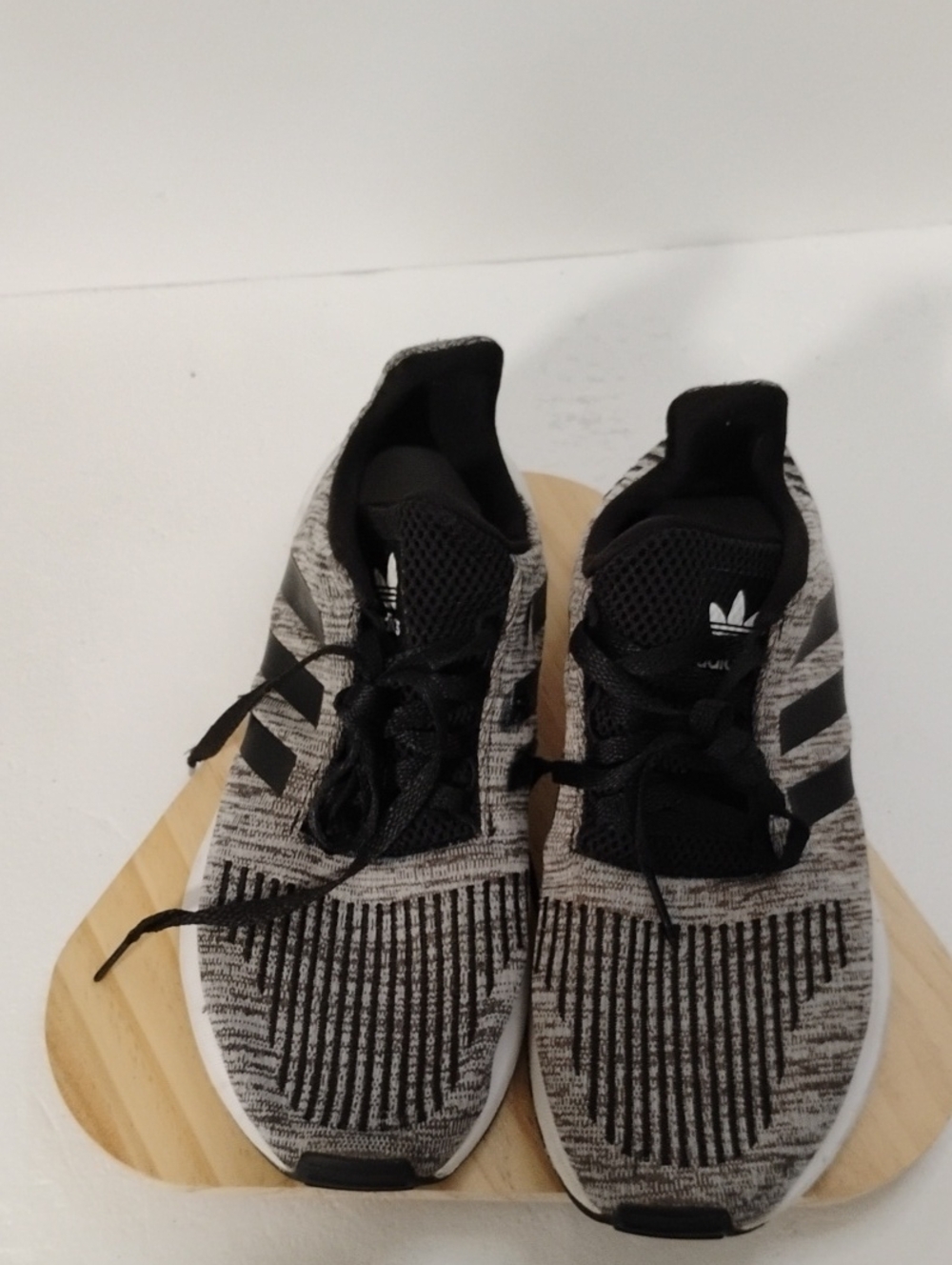 adidas Men's Black & Gray Knit Running Sneakers - Striped Knit Upper